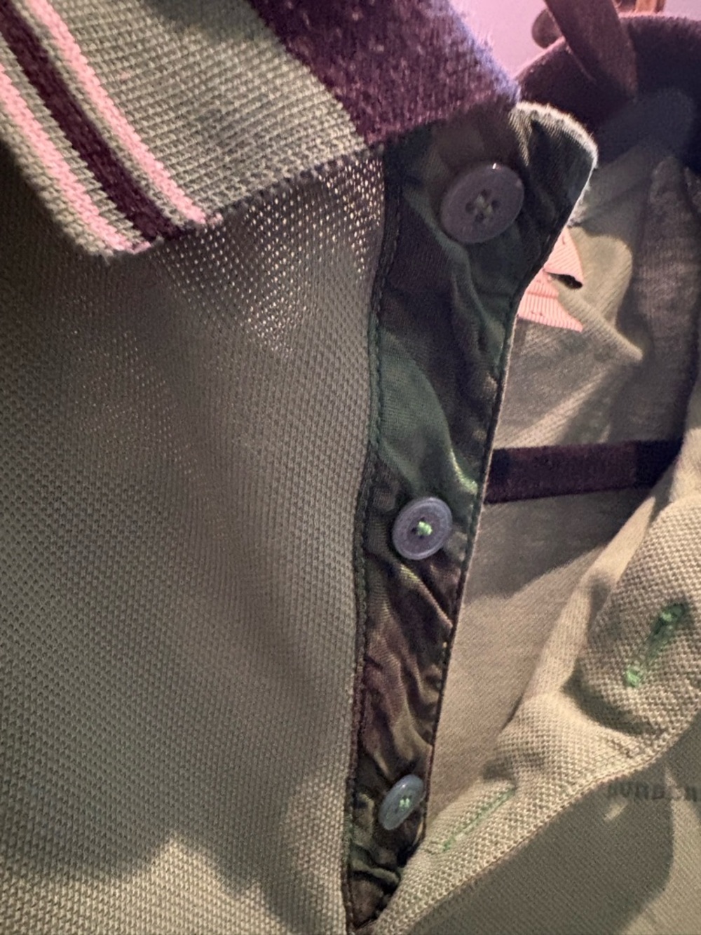 Burberry Olive Green Polo with Dark Trim